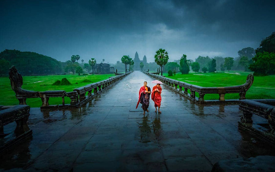 Angkor Wat Temple in the rainy day